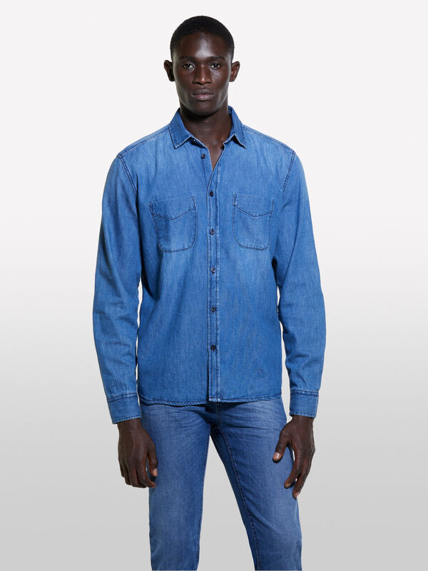 Regular fit denim shirt - men's regular fit shirts | Sisley