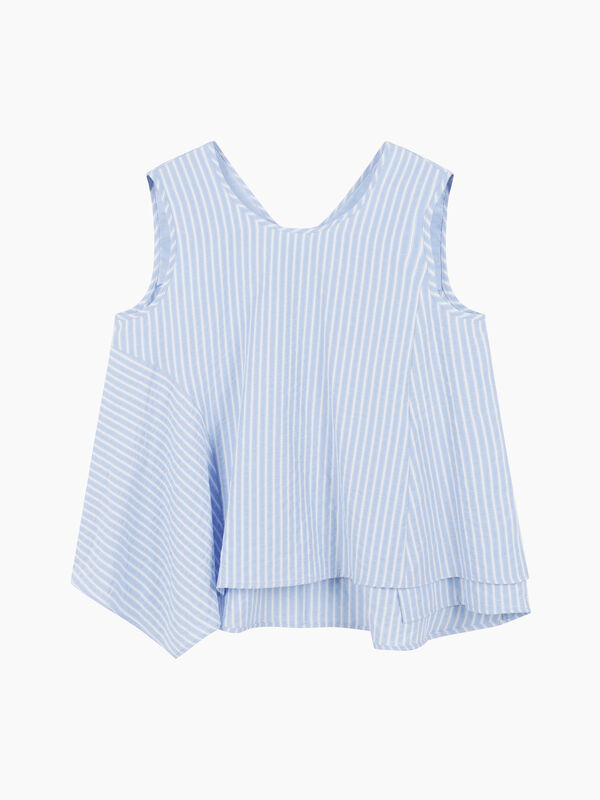 Light blue striped sleeveless blouse - sisley k top | Sisley K