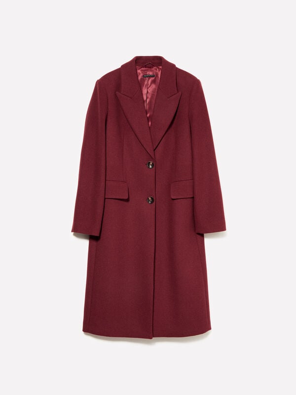 Brick red single-breasted coat - women's coats | Sisley