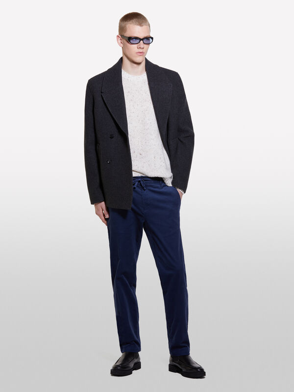 Dark blue corduroy joggers - men's regular fit trousers | Sisley