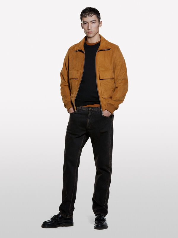 Black sweater in wool blend  - men's crew neck sweaters | Sisley