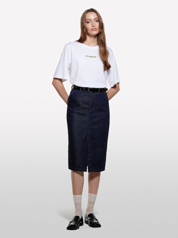 White t-shirt with text print White t-shirt with text print - women's short sleeve t-shirts | Sisley
