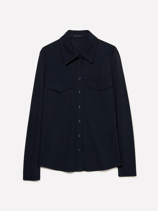 Dark blue shirt with pockets - women's shirts | Sisley
