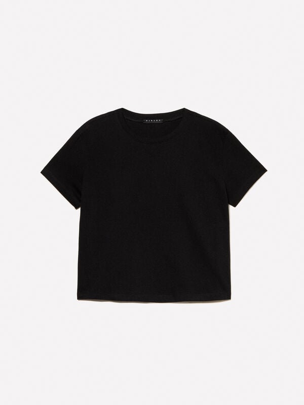 Black boxy fit t-shirt Black boxy fit t-shirt - women's short sleeve t-shirts | Sisley