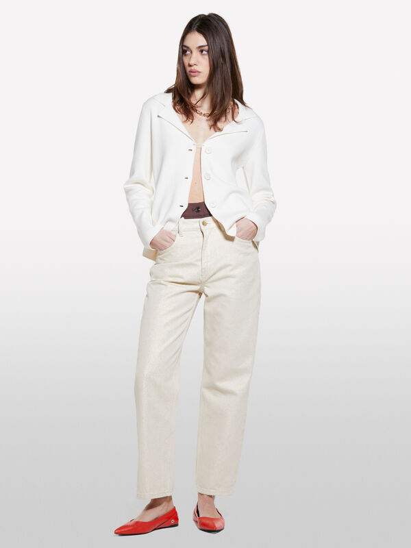 Cream white knit blazer - women's blazers | Sisley