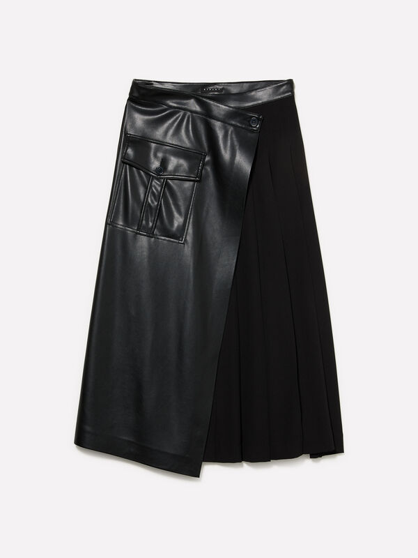 Wrap skirt with creases - women's midi skirts | Sisley