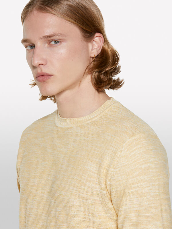 Yellow melange top - men's crew neck sweaters | Sisley