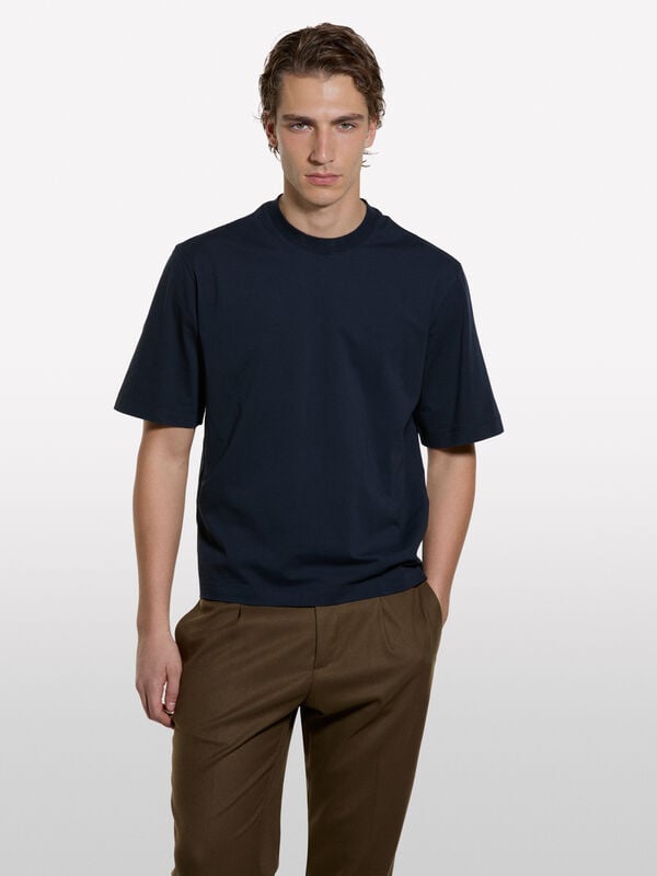 Blue relaxed fit t-shirt  - men's short sleeve t-shirts | Sisley