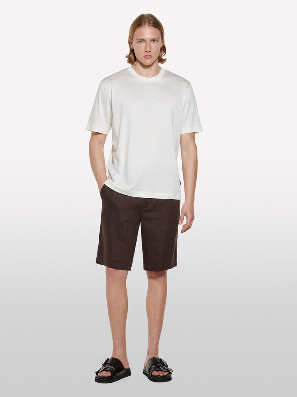 Cream white regular fit t-shirt - men's short sleeve t-shirts | Sisley