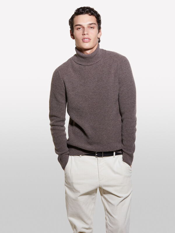 Brown high neck sweater - men's high neck sweaters | Sisley