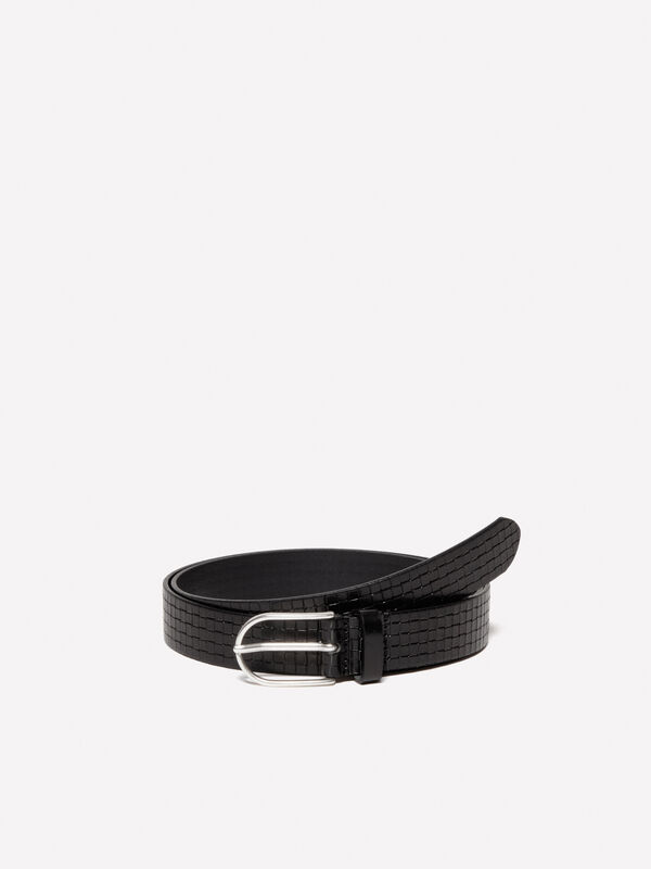 Black belt in printed look leather - men's belts | Sisley