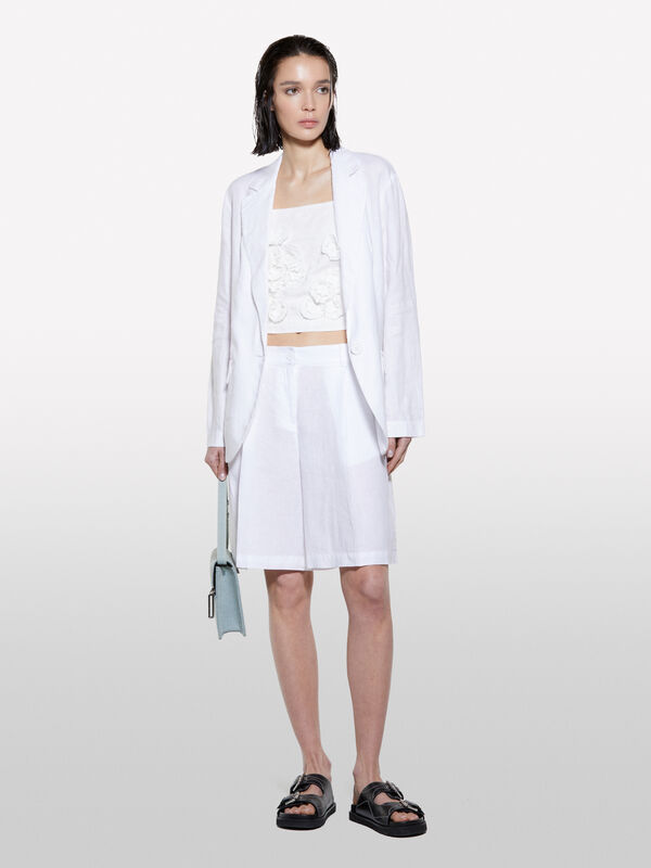 White bermudas in 100% linen - women's shorts | Sisley