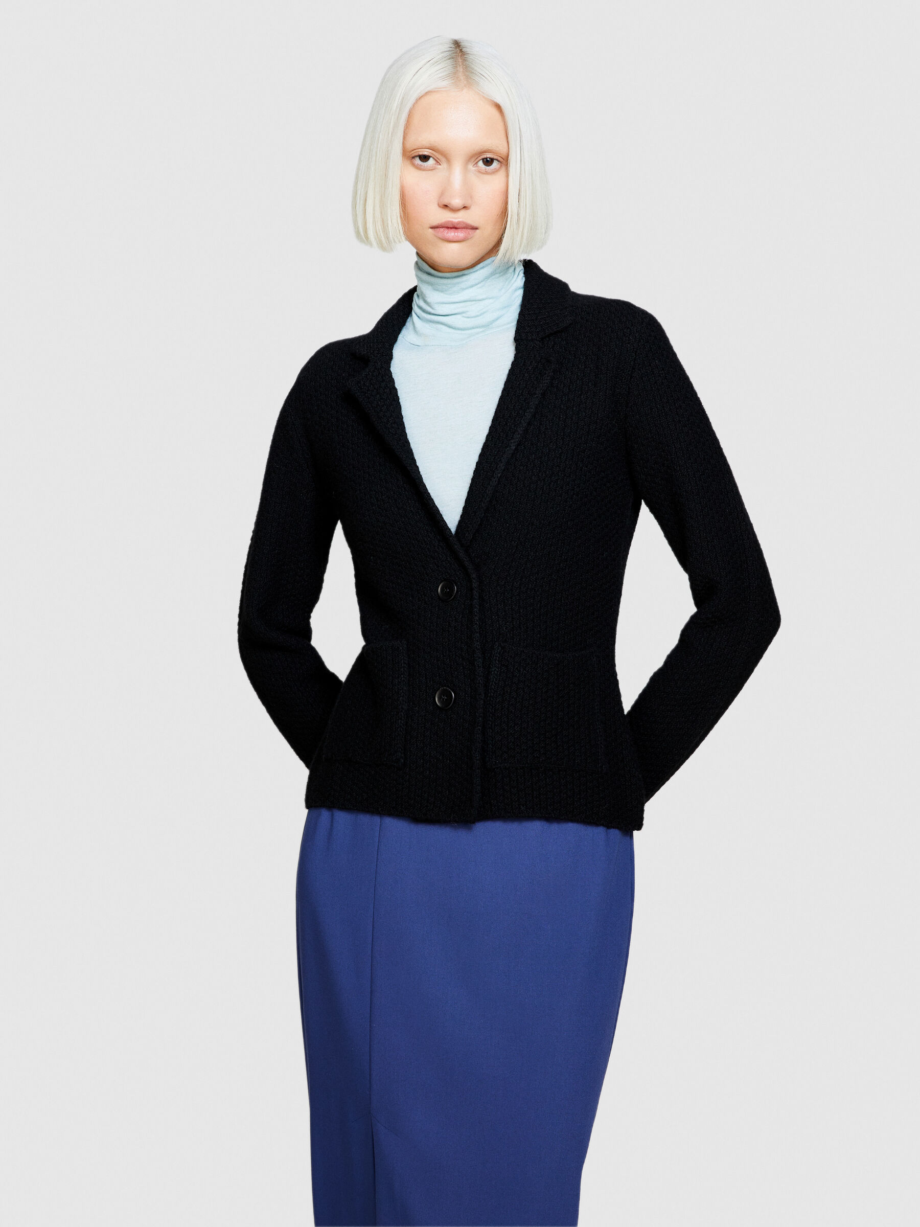 Womens navy cheap knit blazer