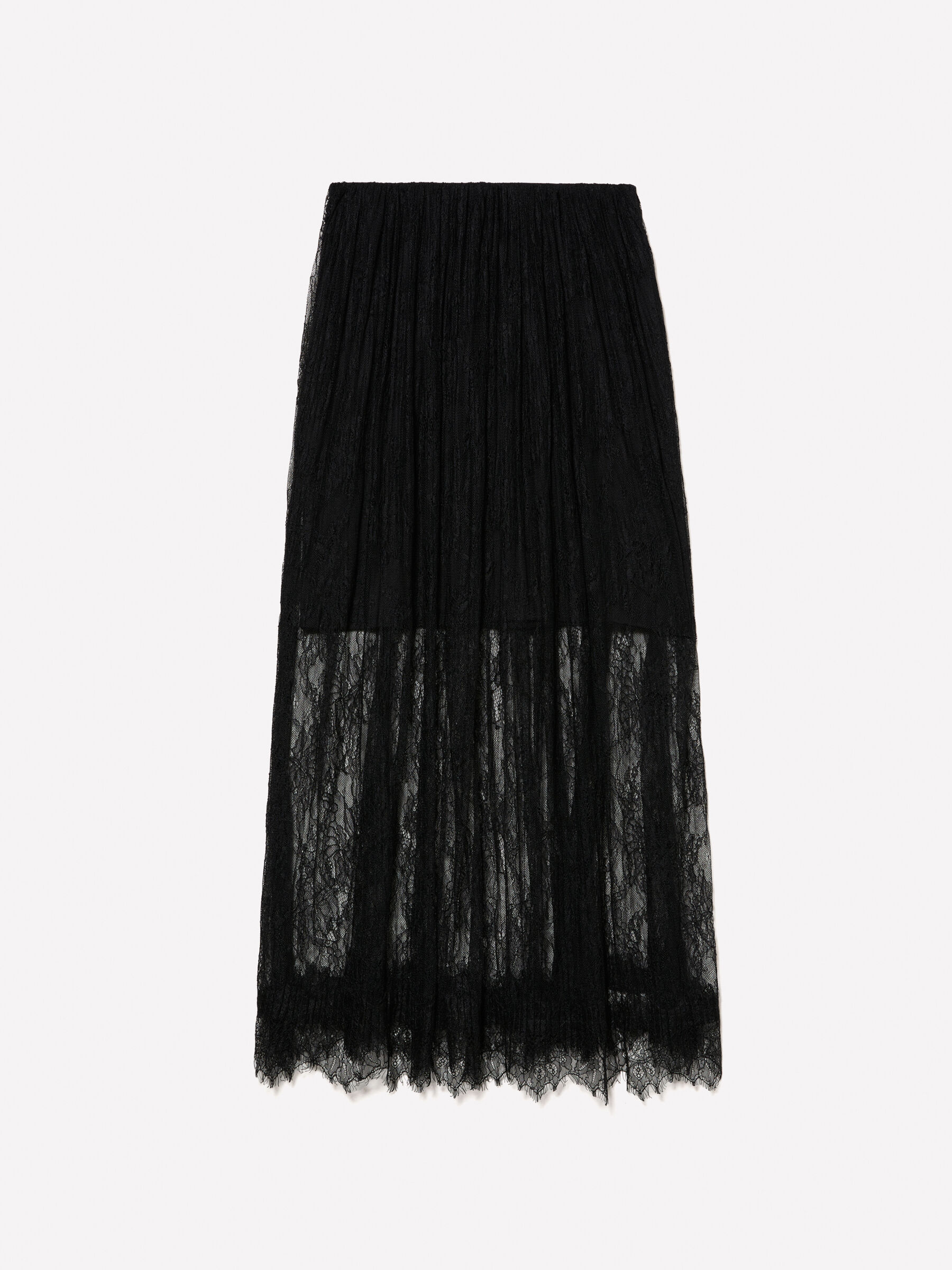 Long black lace skirt