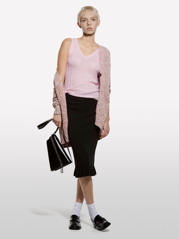 Pastel pink knit tank top - women's tops | Sisley