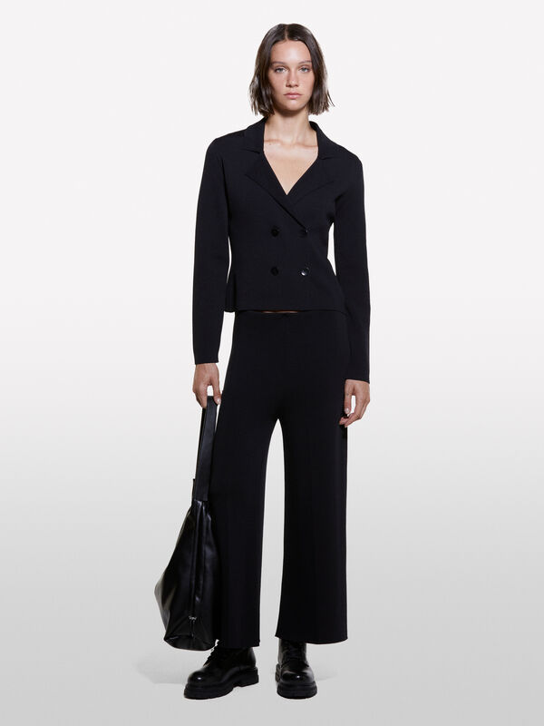 Black knit trousers - women's regular fit trousers | Sisley