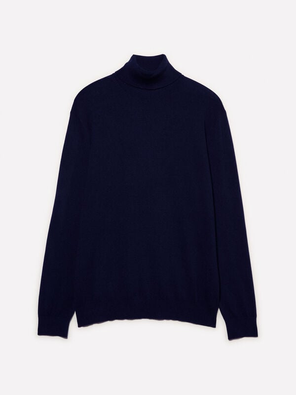 Dark blue sweater with high neck Dark blue sweater with high neck - men's high neck sweaters | Sisley
