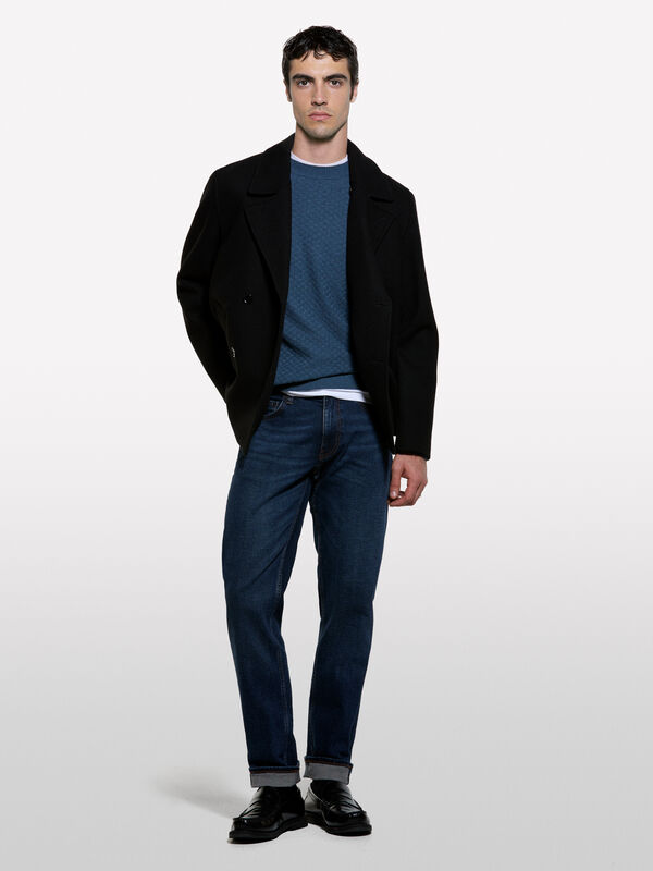 Dark blue crew neck sweater - men's crew neck sweaters | Sisley
