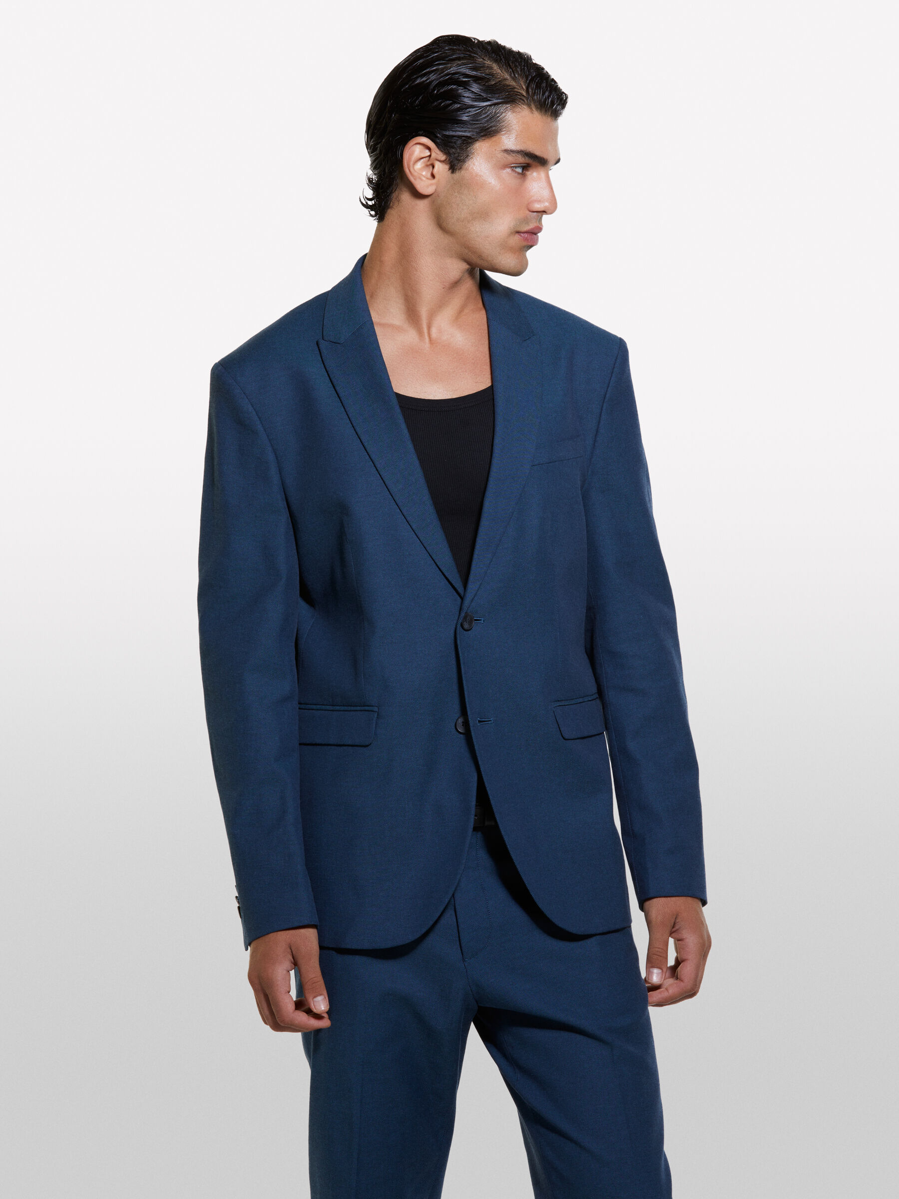 【有名人芸能人】 blazer, tailored fit comfort slim blue Dark Dark Sisley - Blue ジャケット・アウター