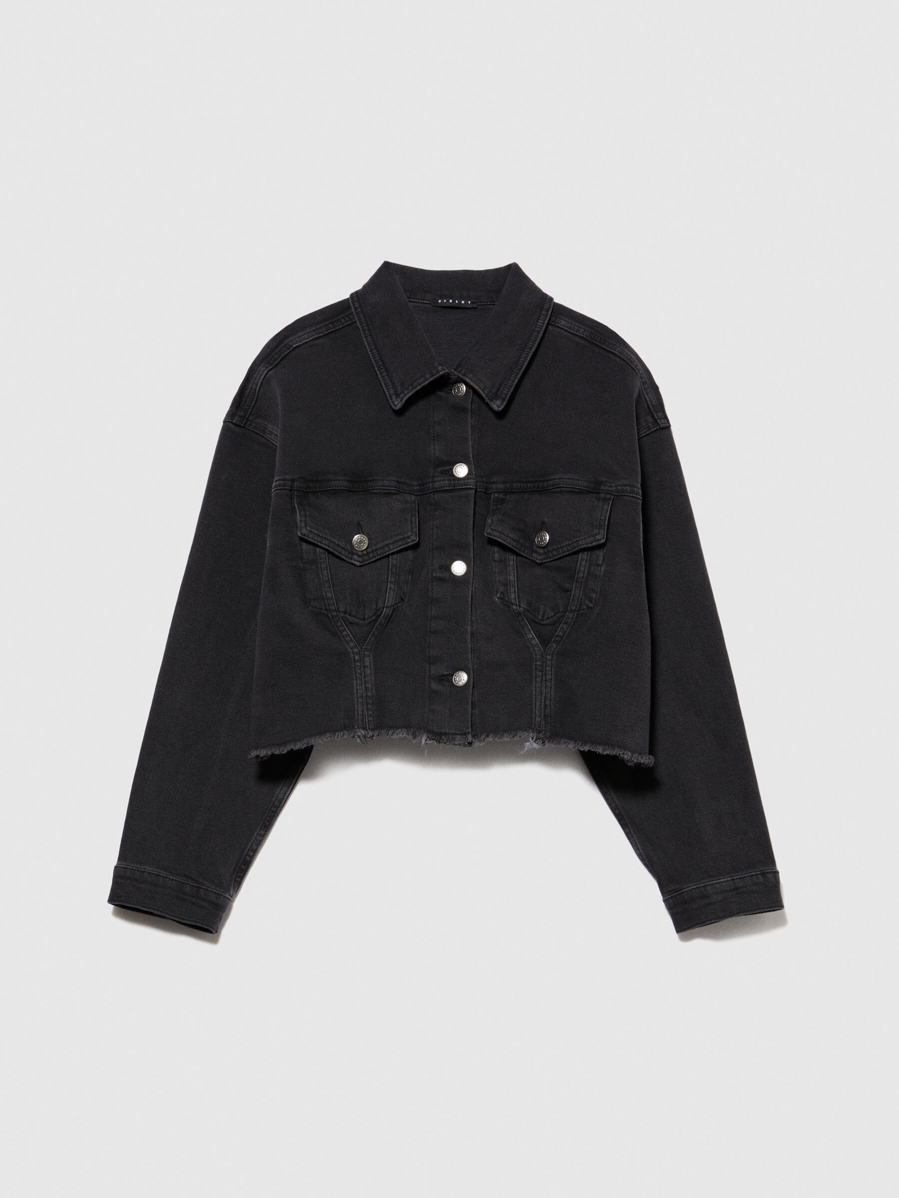 Cropped jean jacket image number null