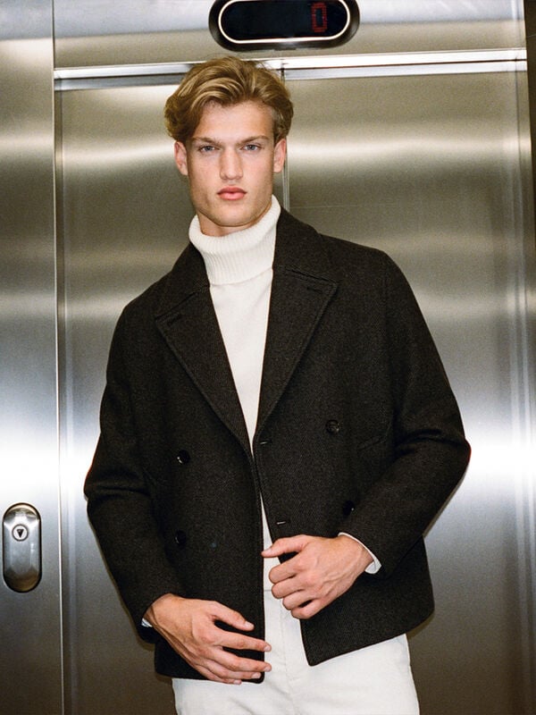  Dark gray short peacoat - men's jackets and coats | Sisley