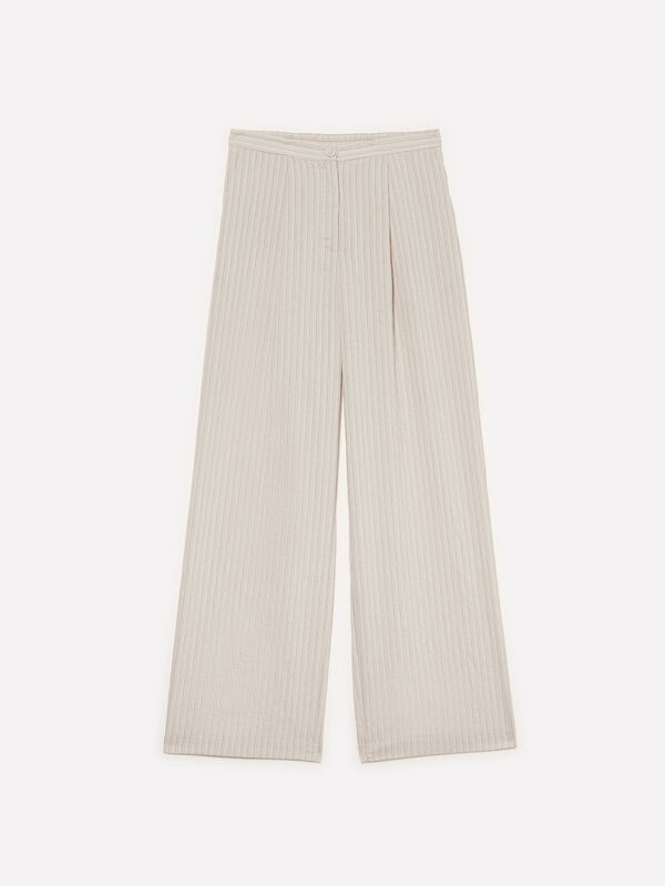 Cream white striped trousers - women's palazzo trousers | Sisley