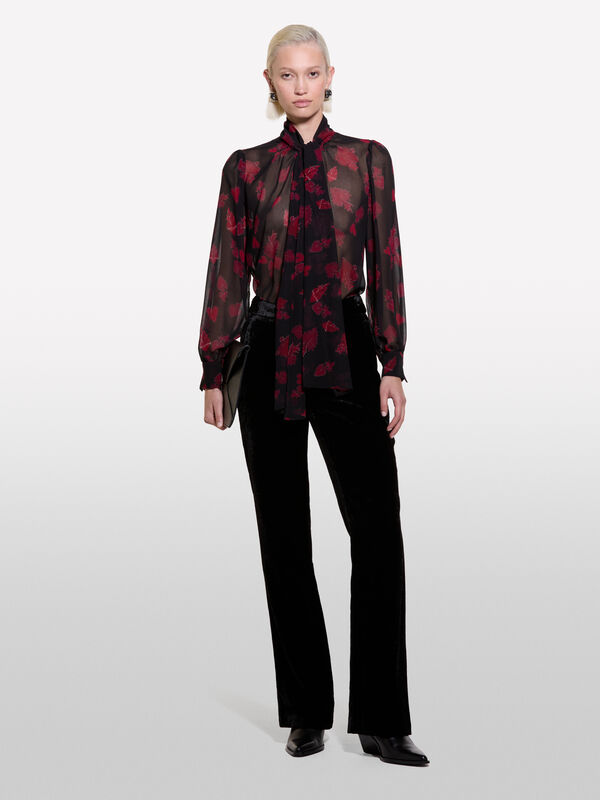 Black chiffon blouse with hearts - women's blouses | Sisley
