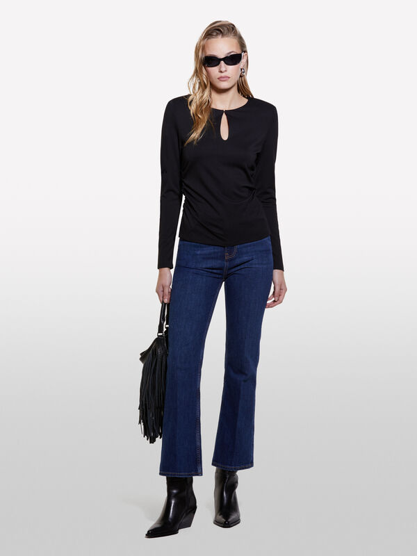Dark blue high-waisted jeans - women's high-waisted jeans | Sisley