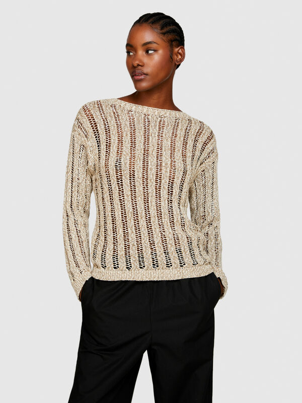 Ribbed look sweater - women's boat neck sweaters | Sisley