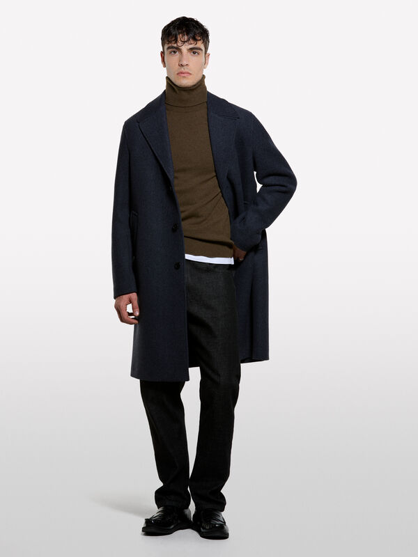 Brown regular fit sweater with high neck - men's high neck sweaters | Sisley