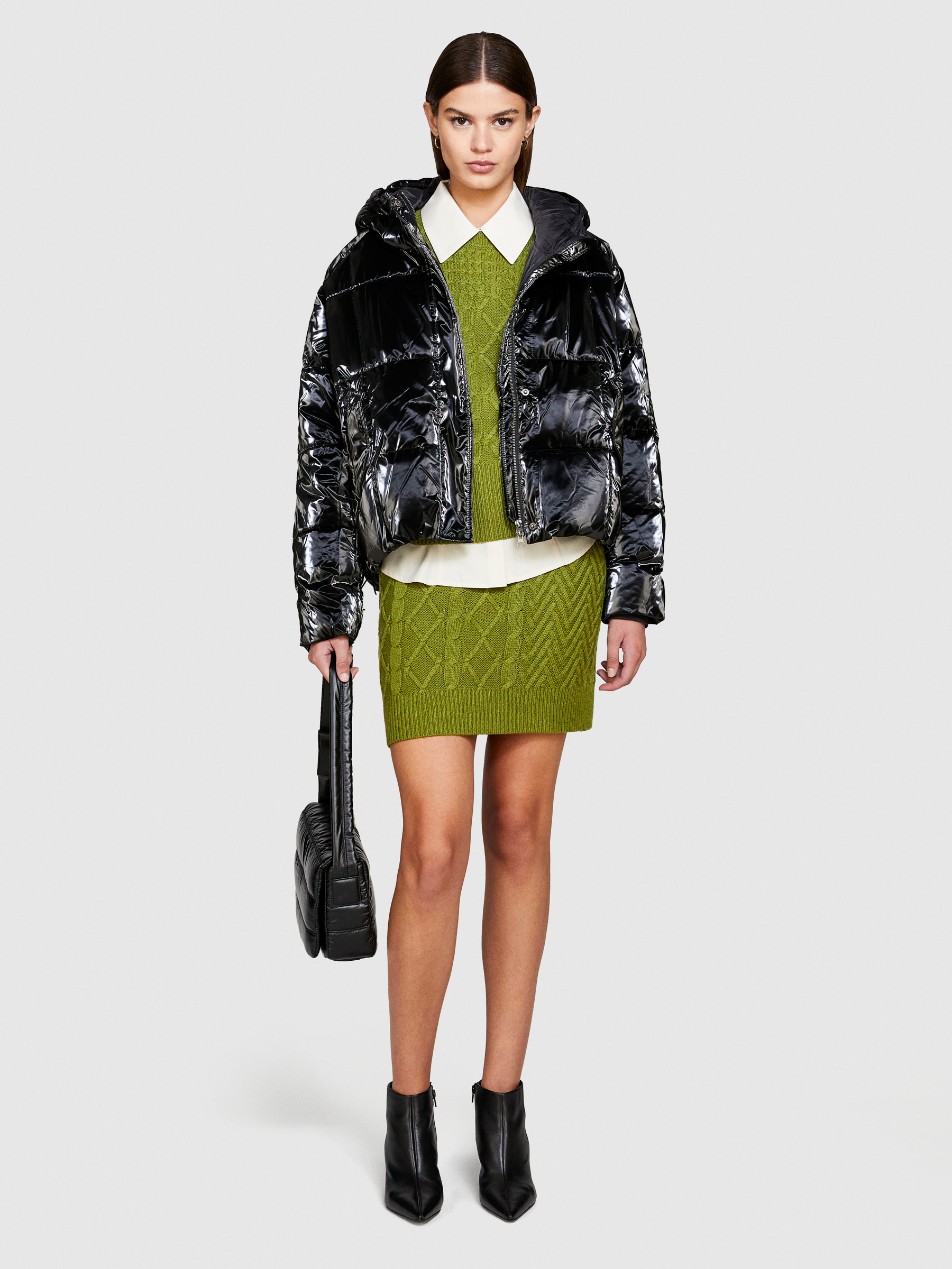 Sisley - Oversized Padded Jacket, Woman, Black, Size: 48