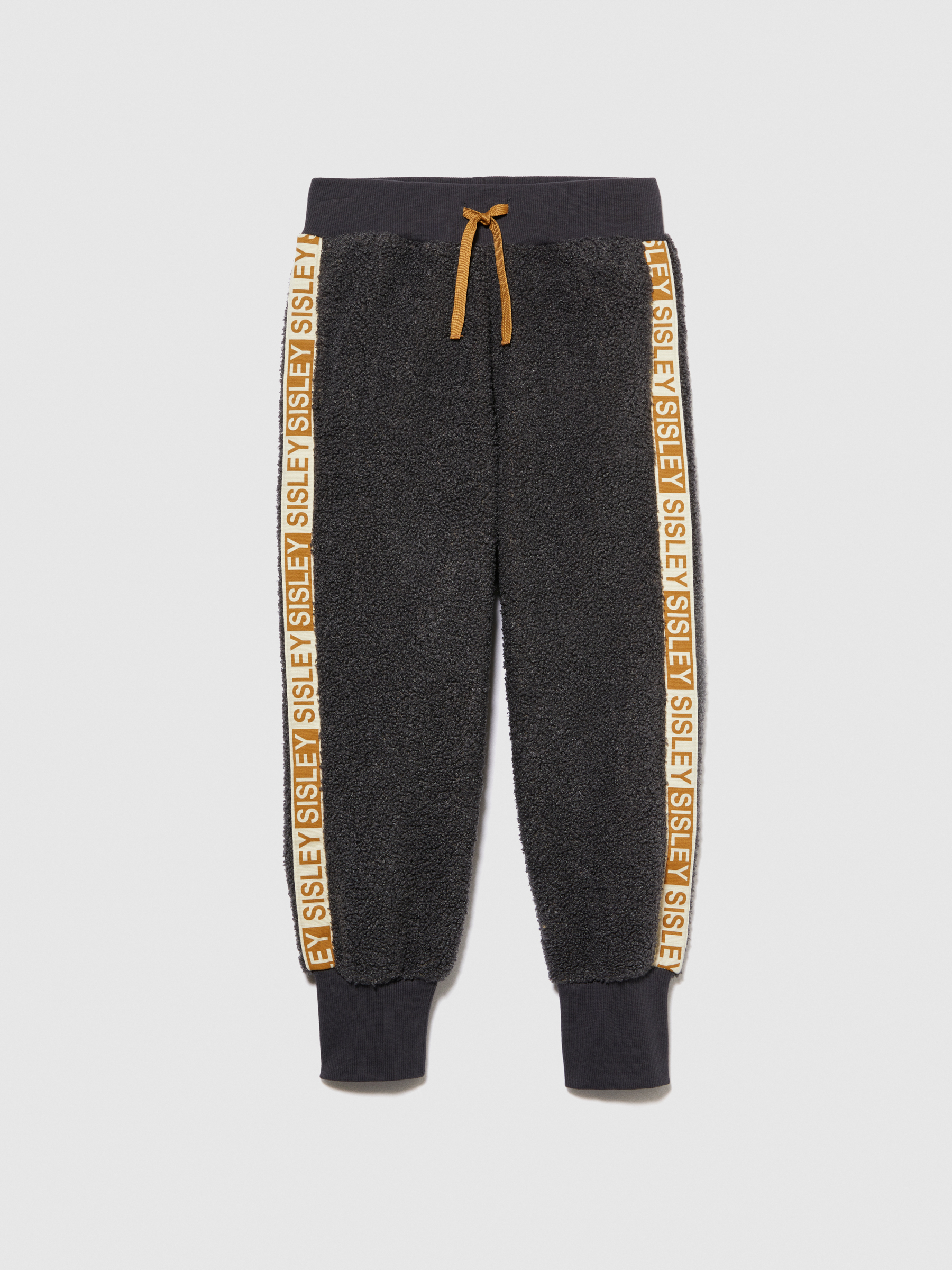 Sisley Young - Teddy Joggers With Logo Band, Man, Dark Gray, Size: L