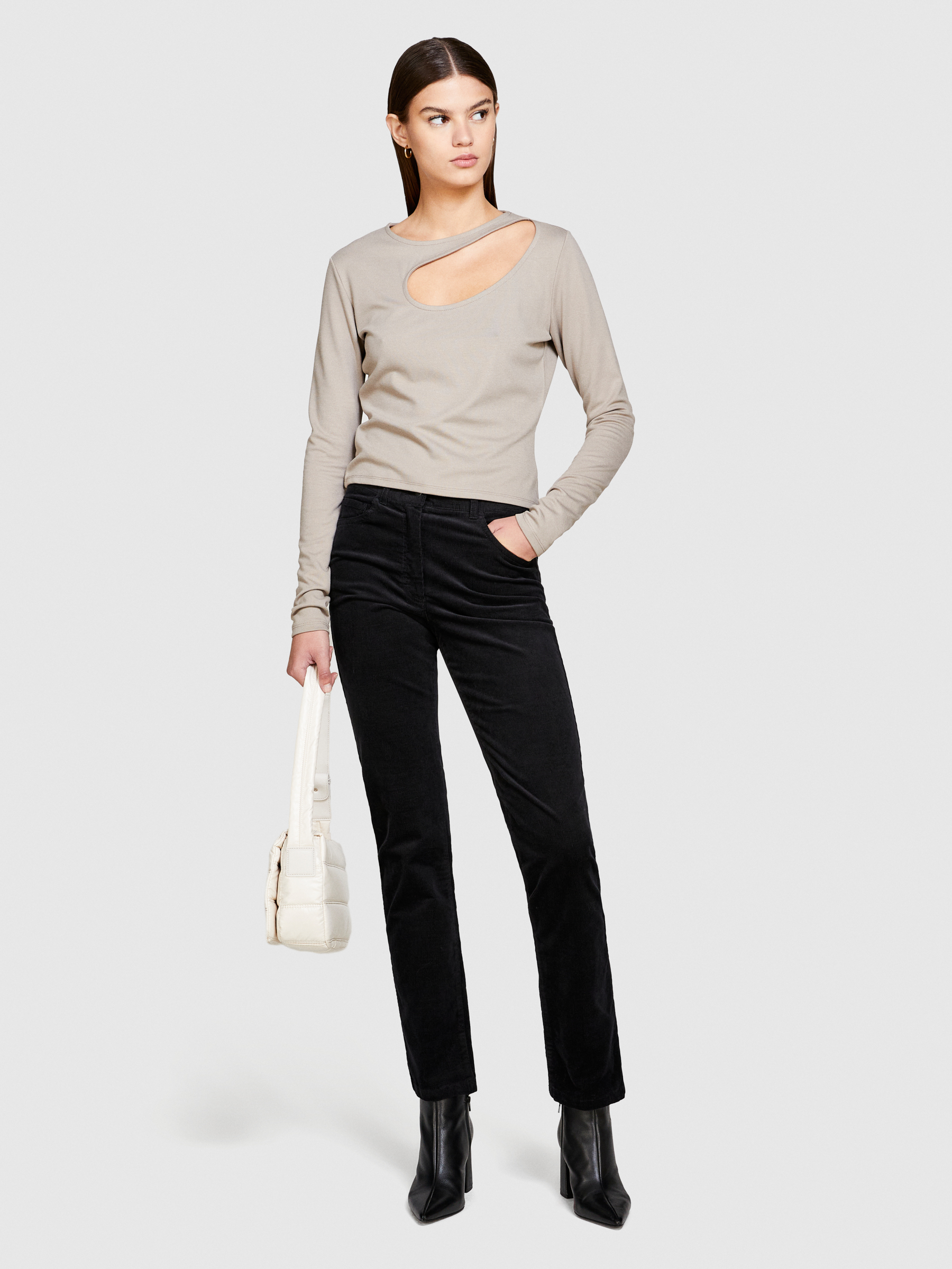 Sisley - Trousers In Corduroy, Woman, Black, Size: 40