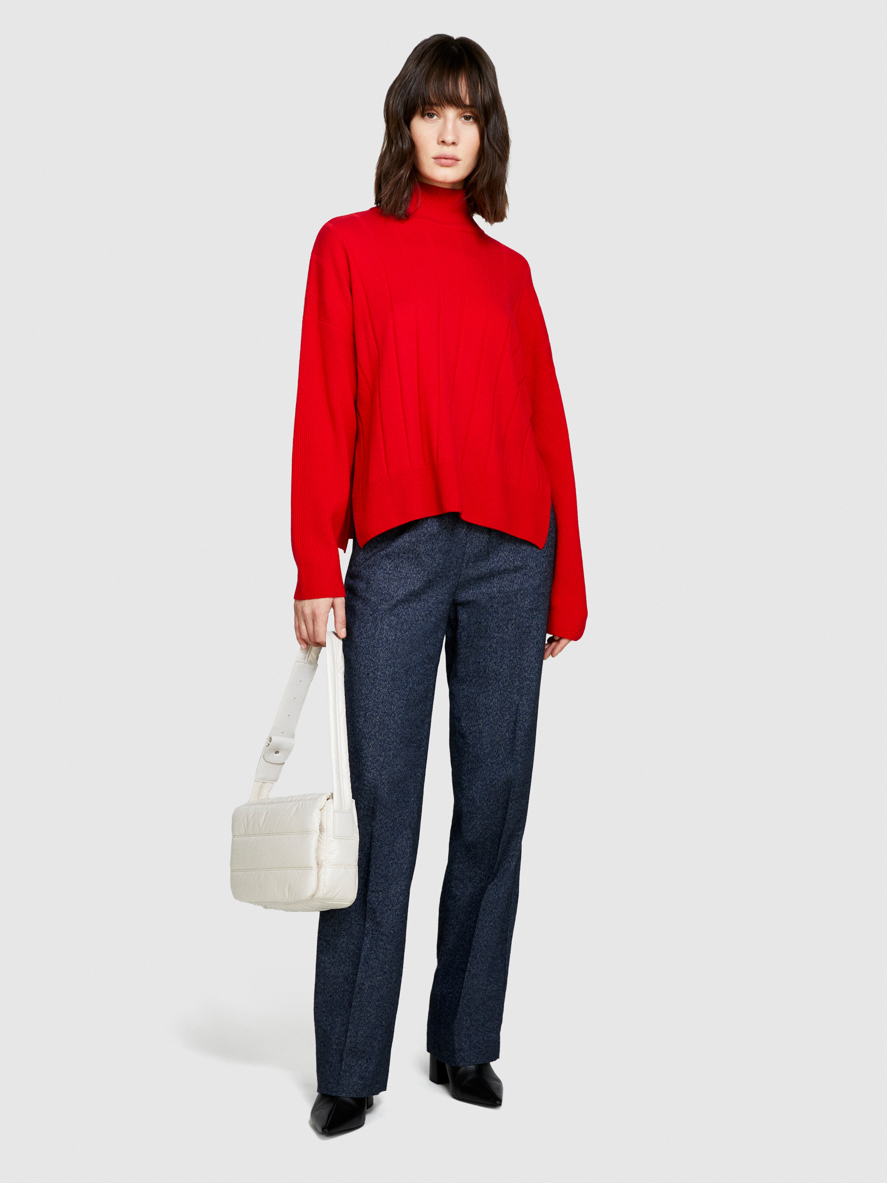Sisley - Boxy Fit Turtleneck Sweater, Woman, Red, Size: S