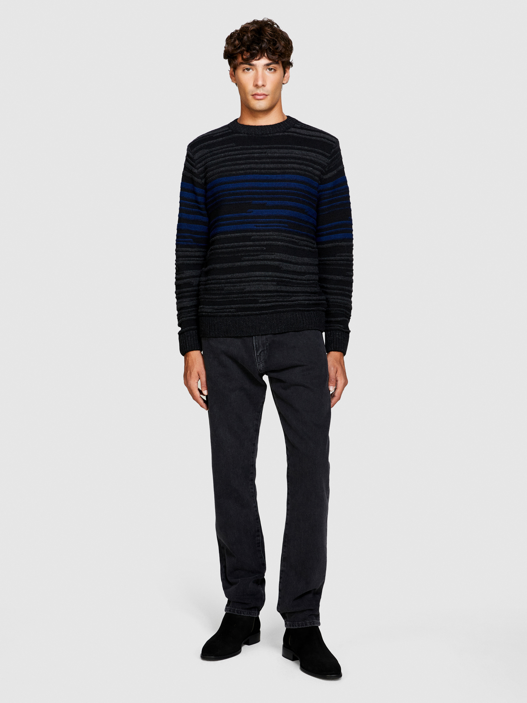 Sisley - Sweater With Stripes, Man, Multi-color, Size: M