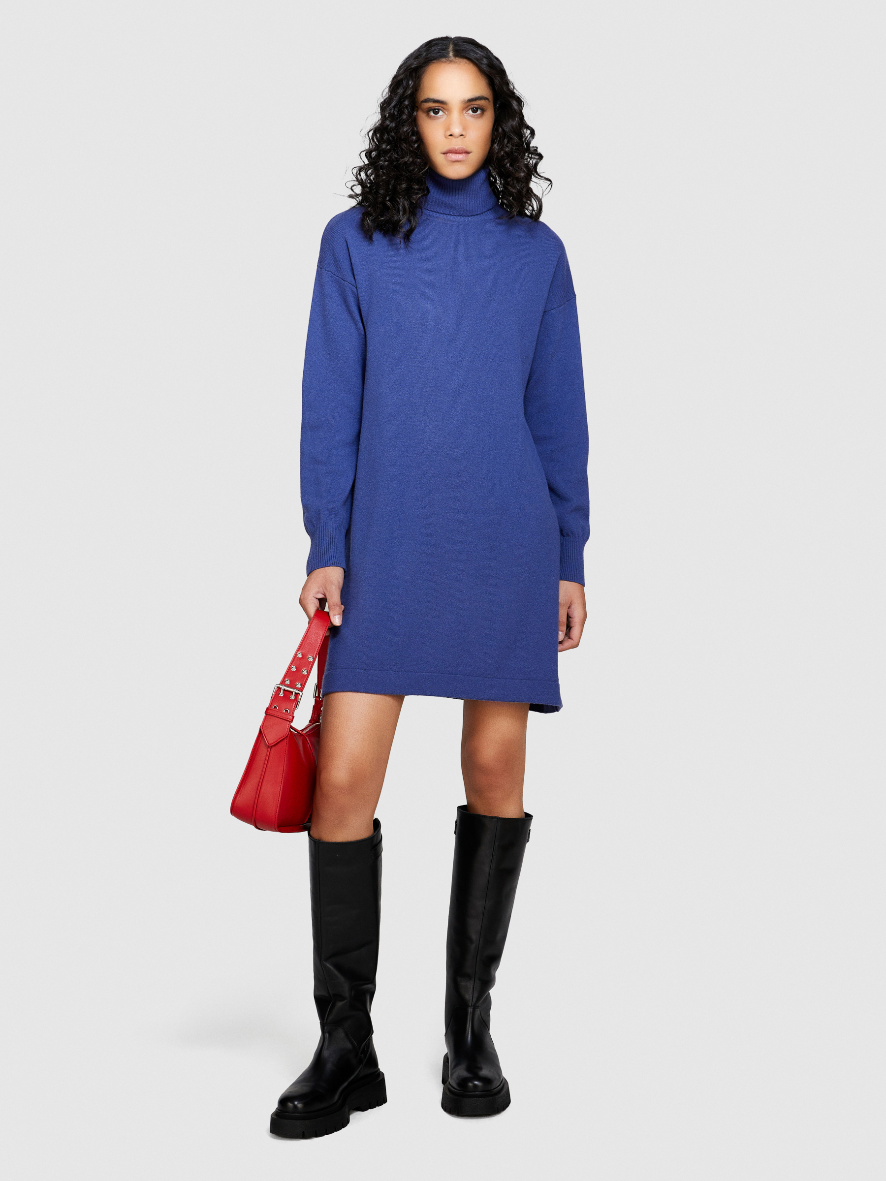 Sisley - Short Sweater Dress, Woman, Dark Blue, Size: M