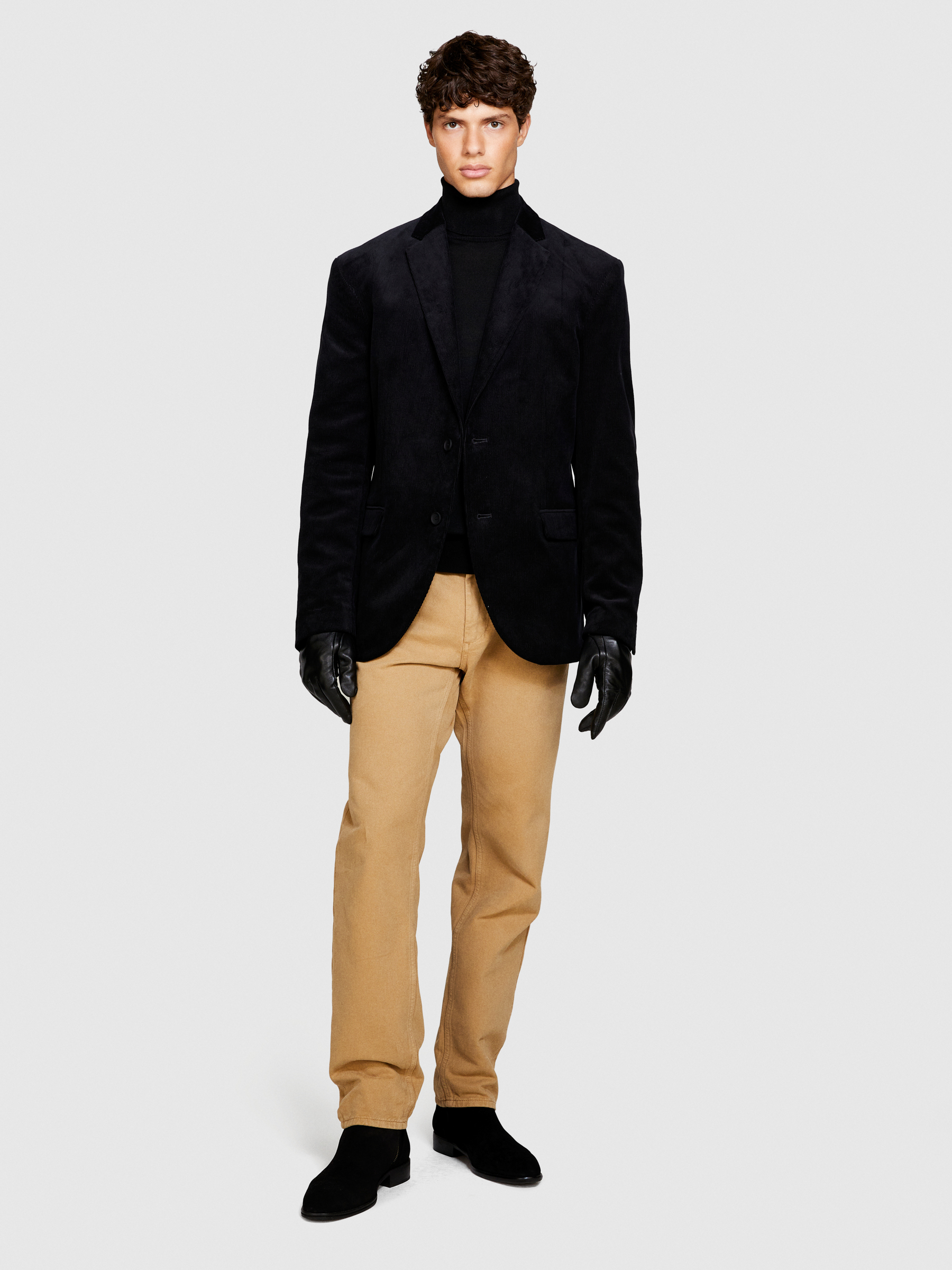 Sisley - Slim Fit High Neck Sweater, Man, Black, Size: XL