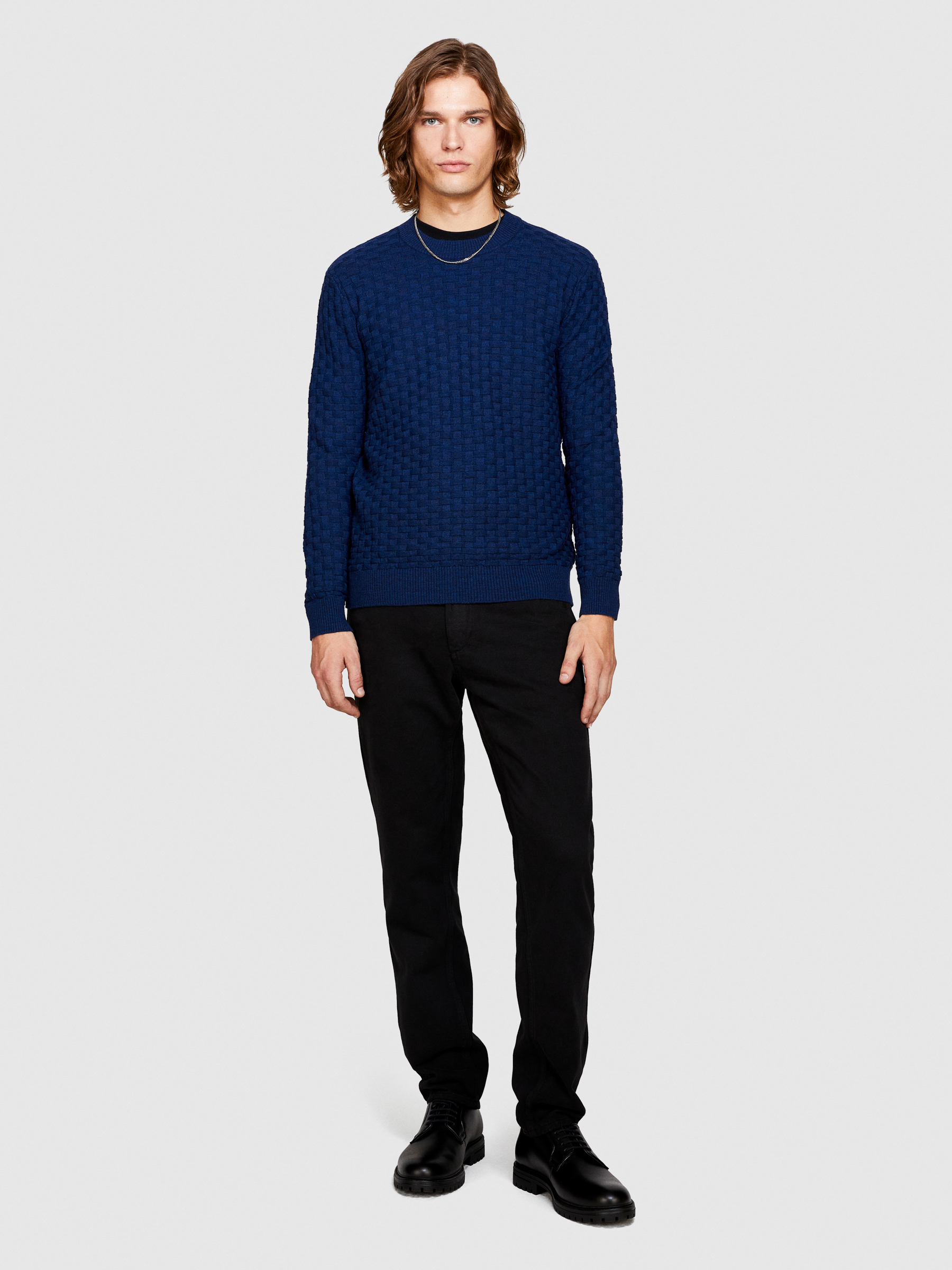 Sisley - Regular Fit Sweater, Man, Dark Blue, Size: S