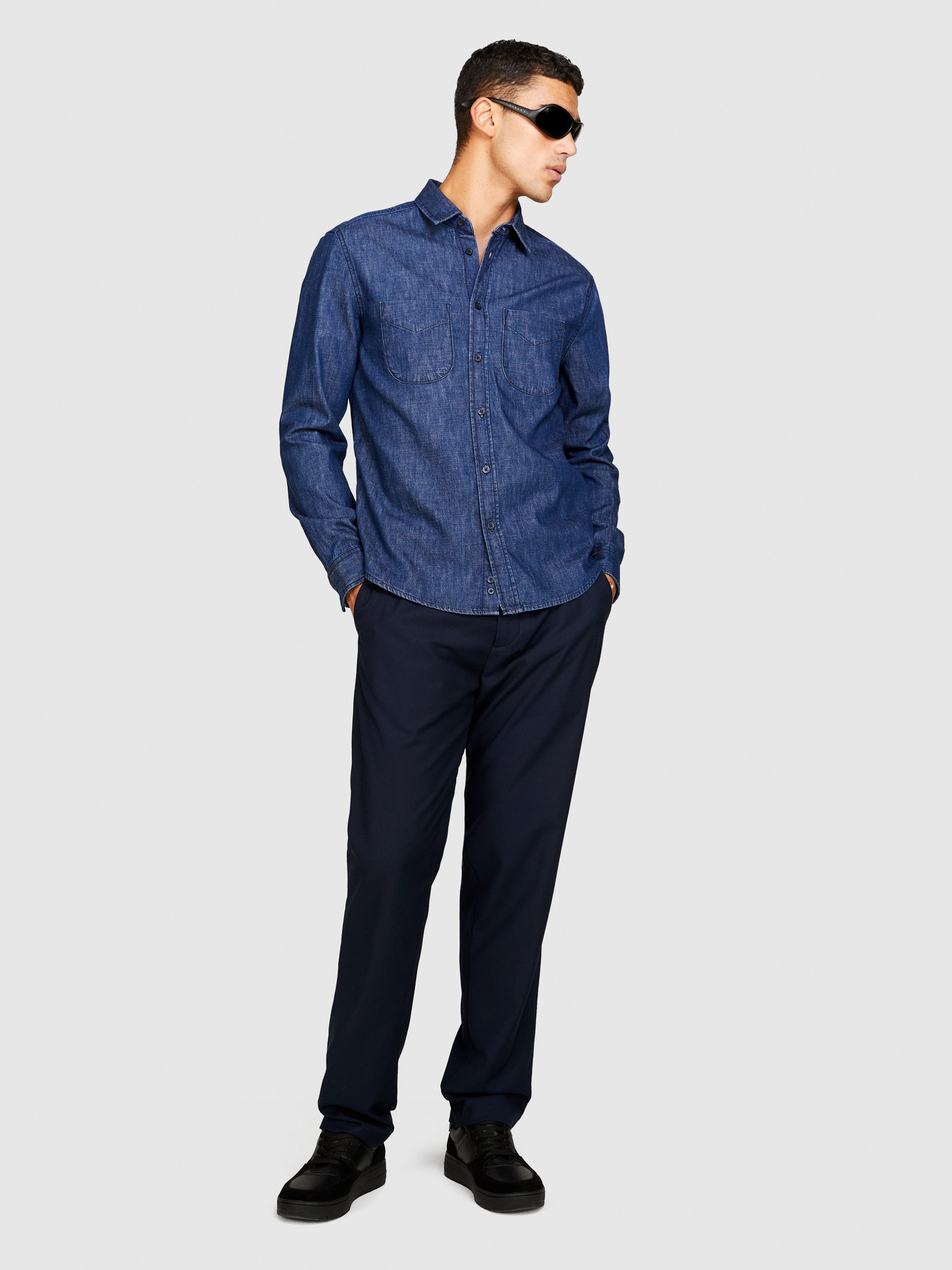 Sisley - Slim Comfort Fit Pants, Man, Dark Blue, Size: 50