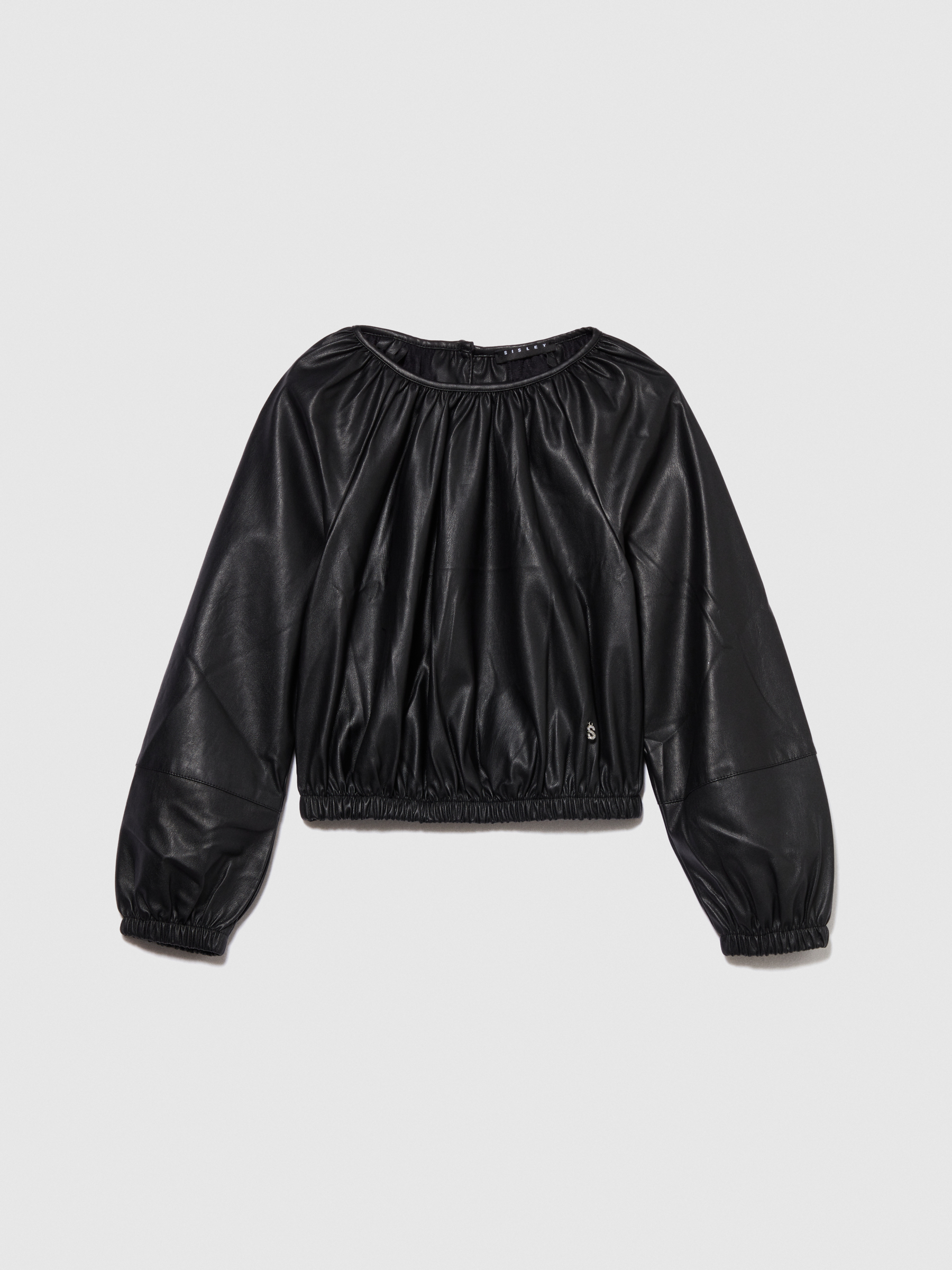 Sisley Young - Cropped Blouse, Woman, Black, Size: XL